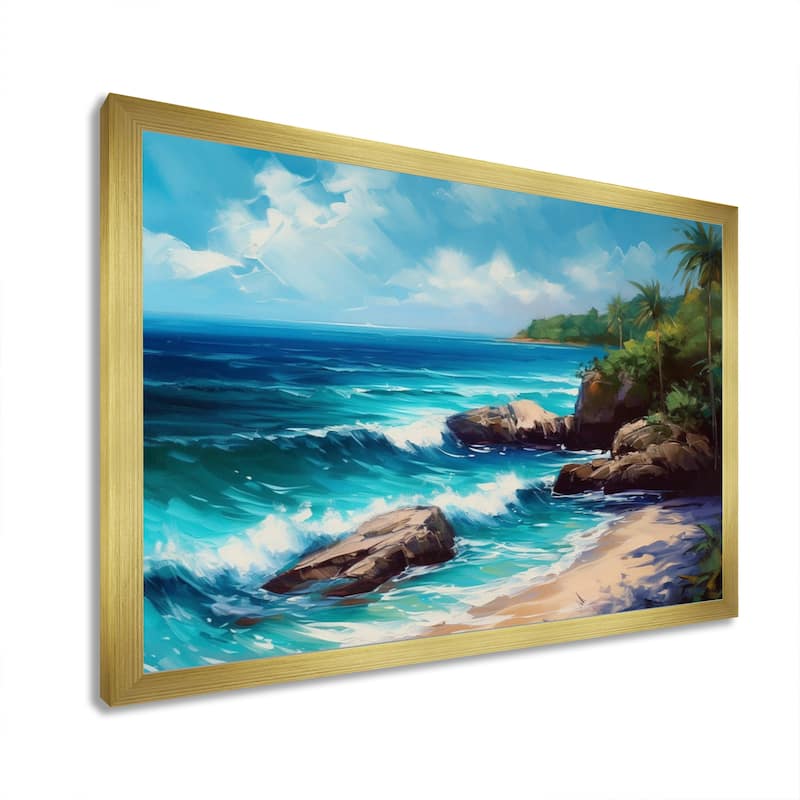 Designart "Coastal Shores Of Wonder" Modern Landscape Beach Framed Wall